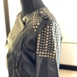 GUESS faux leather, metal studded jacket. Medium